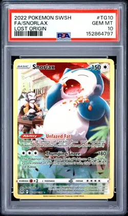 2022 POKEMON SWORD & SHIELD LOST ORIGIN #TG10 FULL ART/SNORLAX PSA 10 - Image 1