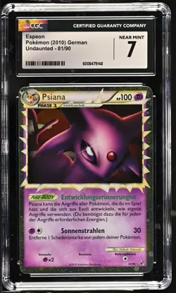 Psiana Prime 81/90 Holo UR Pokemon Undaunted UD 2010 Vintage German CGC 7 - Image 1