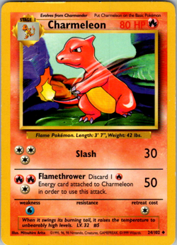 Charmeleon 24/102 Uncommon Base Set Unlimited Pokemon MP - Image 1
