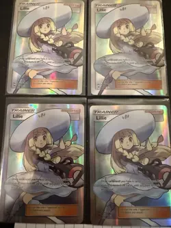 Pokemon lot of 4 Lillie #147 Ultra Rare Holo. Sun & Moon Series - Image 1