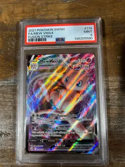 POKEMON 2021 Fusion Strike Full Art MEW Vmax #114 PSA 9 Mint RARE - Image 1