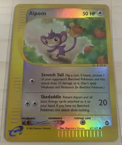 Vintage Pokemon TCG - Aquapolis - Aipom 067/147 Reverse Holo - Image 1