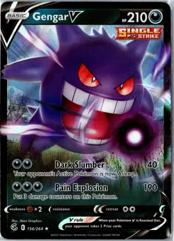 Pokemon Card - Gengar V 156/264 Fusion Strike V Rare Holo Near Mint - Image 1