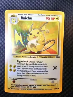 Raichu Fossil Holo Rare 14/62 Pokemon WOTC Vintage Unlimited - Image 1