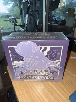 Pokemon Center Chilling Reign Shadow Rider Calyrex ETB, small tear, P1 Top Right - Image 1