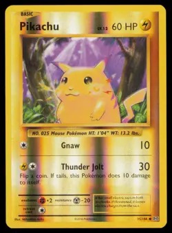 Pikachu 35/108 Common Evolutions Pokemon Reverse Holo Near Mint - Image 1
