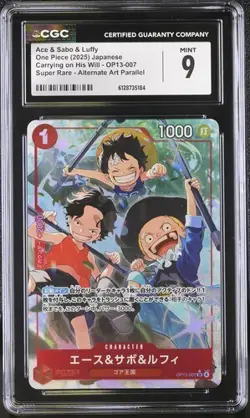 Ace Sabo Luffy CGC 9 One Piece Japan Carrying Will SR OP13-007 jpn Alt Art - Image 1