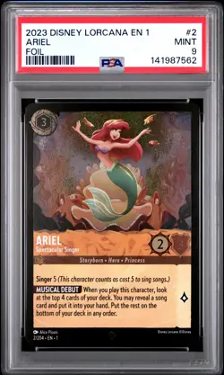 2023 DISNEY LORCANA EN 1-THE FIRST CHAPTER FOIL ARIEL - SPECTACULAR SINGER PSA 9 - Image 1