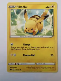 2x Pikachu 065/202 Sword Shield Base Reverse Holo & Non Holo Pokemon Cards - Image 4