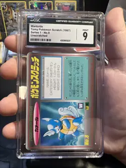 1997 Pokemon Tomy Scratch Series 1 Wartortle CGC 9 Japanese #8 Unscratched - Image 1