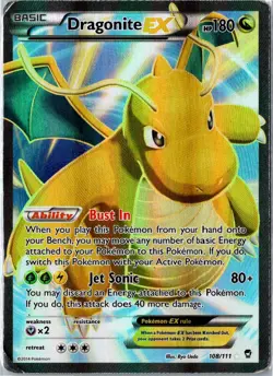 Pokemon Card - Dragonite EX Furious Fists 108/111 2014 Ultra Rare Damaged - Image 1