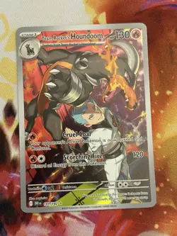 Pokemon Team Rocket's Houndoom Full Art Holo Illustration Rare 191/182 - Image 1