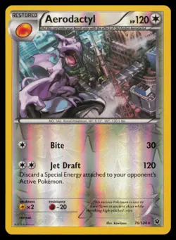 Aerodactyl 76/124 Rare Fates Collide Pokemon Reverse Holo Near Mint - Image 1