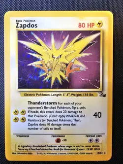 Zapdos Fossil Holo Rare 15/62 Pokemon Unlimited WOTC Vintage - Image 1