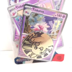 Pokemon TCG - Scarlet & Violet Paradox Rift Booster Pack Tinkaton Pikachu Coin - Image 2