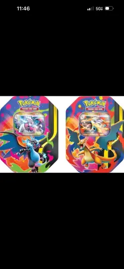 Pokemon Mega Charizard X + Y Mega EX Tins BUNDLE SET OF 2 Tins New/Sealed - Image 1