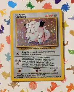 Pokemon TCG Clefairy 5/102 Base Set Holo Rare English Unlimited 1999 - Image 1