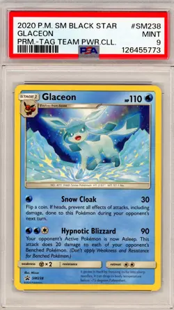 POKEMON 2020 Sun Moon Promo Tag Team Power Coll GLACEON SM238 PSA 9 Mint RARE - Image 1