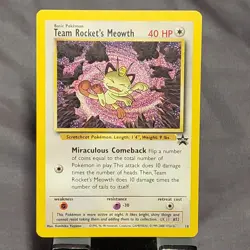 2 Pokemon Pokemon Team Rocket’s Meowth Black Star Promo 18 WotC 1999 Vintage - Image 4