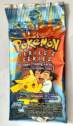 Pokemon TOPPS Series 2, SEALED Booster Pack SET Long Crimp Vintage Pikachu - Image 1