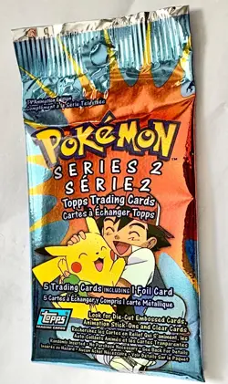 Pokemon TOPPS Series 2, SEALED Booster Pack SET Long Crimp Vintage Pikachu - Image 2