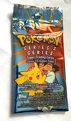Pokemon TOPPS Series 2, SEALED Booster Pack SET Long Crimp Vintage Pikachu - Image 3
