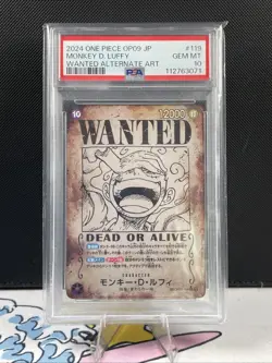 WANTED Alt Art Monkey D. Luffy One Piece OP09 Emperors/New World Japanese PSA 10 - Image 1