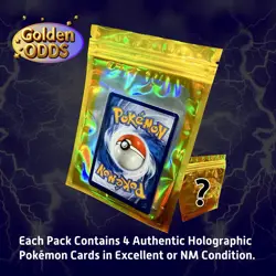 Golden Odds Pokemon TCG Mystery Pack [EPIC]- 4 Holographic Cards Per Pack - Image 1