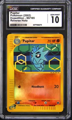 2002 POKEMON EXPEDITION REVERSE HOLO PUPITAR CGC 10 - Image 1