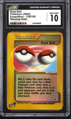 2002 POKEMON EXPEDITION REVERSE HOLO DUAL BALL CGC 10 - Image 1