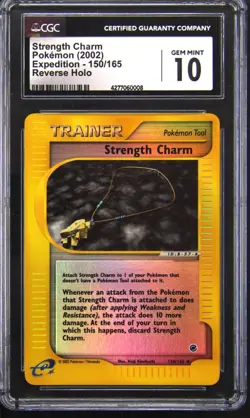 2002 POKEMON EXPEDITION REVERSE HOLO STRENGTH CHARM CGC 10 - Image 1