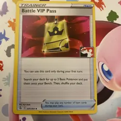 Battle VIP Pass 225/264 Line Pokemon Prize Pack Series 2 NM FAST SHIP Promo - Image 1