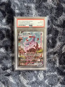 PSA 10, 2021 Pokemon SWSH FA/Espeon VMAX FUSION STRIKE-SECRET GEM MT - Image 1