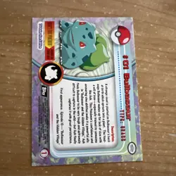 Bulbasaur #01 Topps Black Label Silver Foil Pokemon Card - Image 2