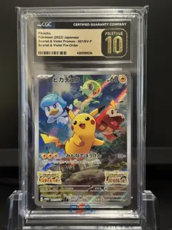 CGC 10 PRISTINE Pikachu Holo Promo 001/SV-P Scarlet & Violet Japanese Pokemon - Image 1