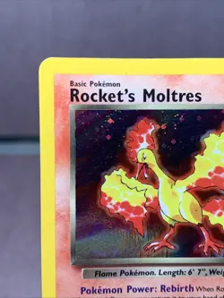 Pokemon TCG Rocket’s Moltres 12/132 Gym Heroes Holo Rare WOTC VTG 2000 Creased - Image 2