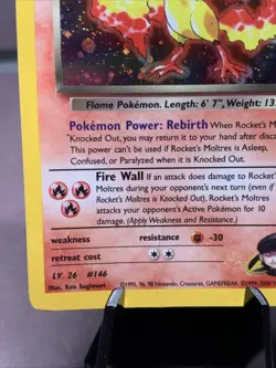 Pokemon TCG Rocket’s Moltres 12/132 Gym Heroes Holo Rare WOTC VTG 2000 Creased - Image 5
