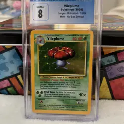 PSA 8 NM-MT Vileplume No Symbol ERROR Holo Rare 15/64 Jungle Pokemon Card - Image 1