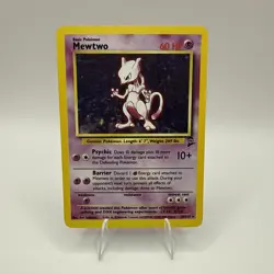 Pokemon TCG Mewtwo Base Set 2 10/130 Unlimited Holo Rare Card - MP - Image 1