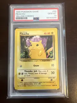 1999 Pokemon Base Set Unlimited #58 Pikachu Gem Mt PSA 10 - Image 1