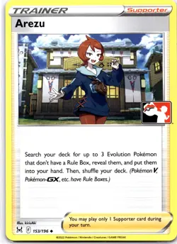 Pokemon TCG Arezu 153/196 Prize Pack Series Card Regular Near Mint - Image 1