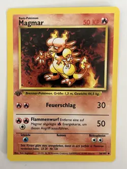 1st Edition Magmar 36/102 German Base Set WOTC Vintage Pokemon Uncommon NM - Image 1