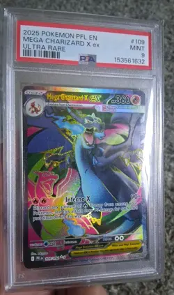2025 Pokemon TCG #109/094 Mega Charizard X Ex PSA 9 - Image 1