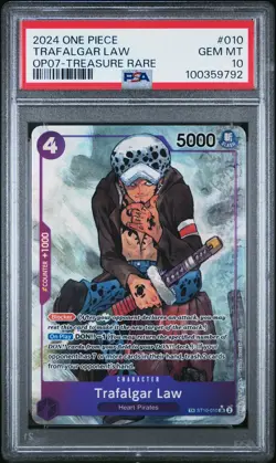 2024 One Piece Op07-500 Years In The Future Trafalgar Law Treasure R PSA 10 #010 - Image 1