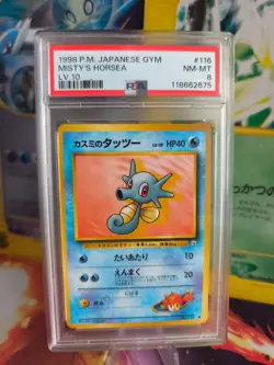 Pokemon Card Misty's Seeper Horsea Vintage Japanese Gym heroes 1998 PSA 8 - Image 1