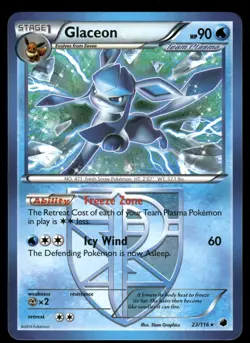 Glaceon 23/116 Rare Plasma Freeze Pokemon Near Mint - Image 1