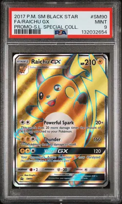 2017 POKEMON SM BLACK STAR PROMO #SM90 FULL ART/RAICHU GX PSA 9 - Image 1