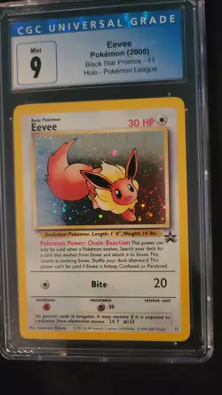 2000 POKEMON BLACK STAR PROMO POKEMON League #11 EEVEE HOLO CGC 9 - Image 3