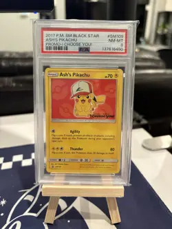 Ash's Pikachu SM109 SM Black Star Promo I Choose You! Pokemon TCG NM-MT PSA 8 - Image 1