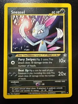 Sneasel 1st Edition 25/111 Non-Holo Rare – Neo Genesis 2000 WOTC Pokemon Card LP - Image 1